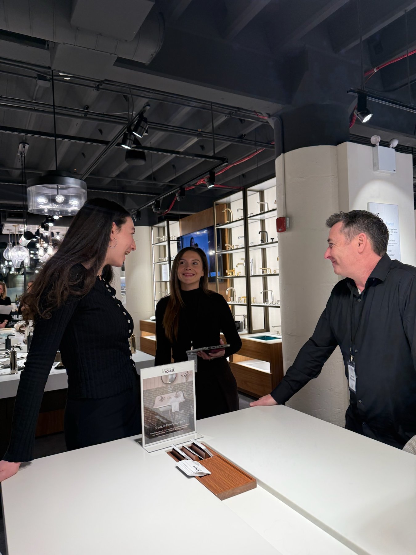 Blueprint Society members networking at a premium New York showroom